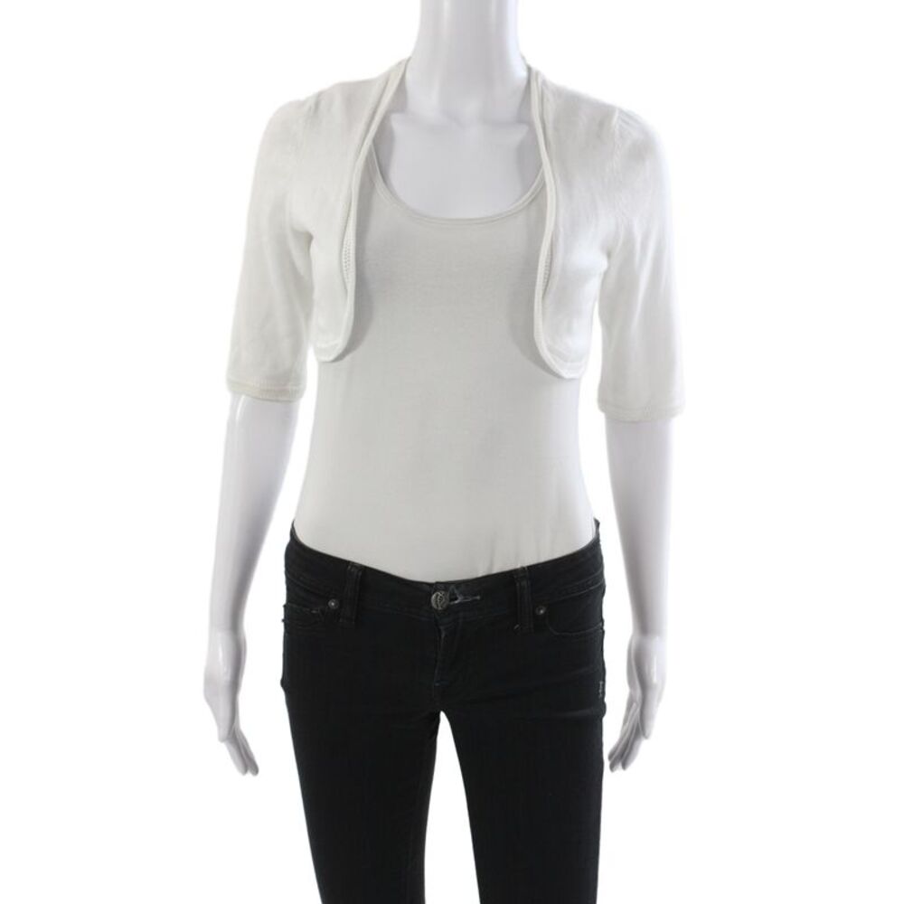 Lilly Pulitzer Women White Cotton Shrug Sweater 3/4 Sleeve Size XS